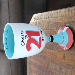 Hallmark ceramic wine glass